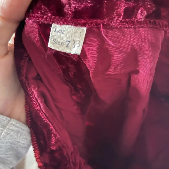 Vintage red velvet high waisted mid century slight flare pants *zipper off track - Picture 7 of 10